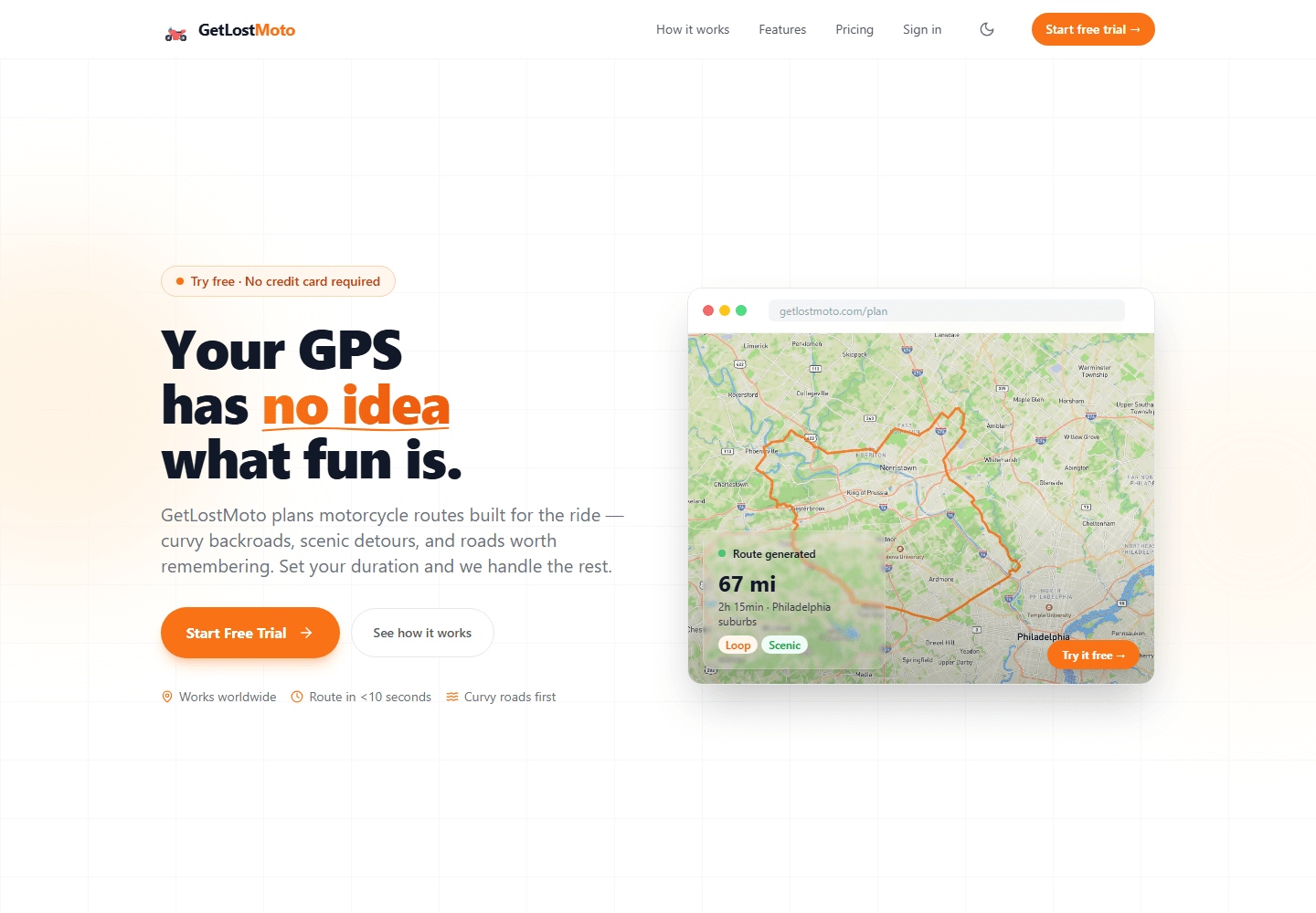 GetLostMoto.com website preview